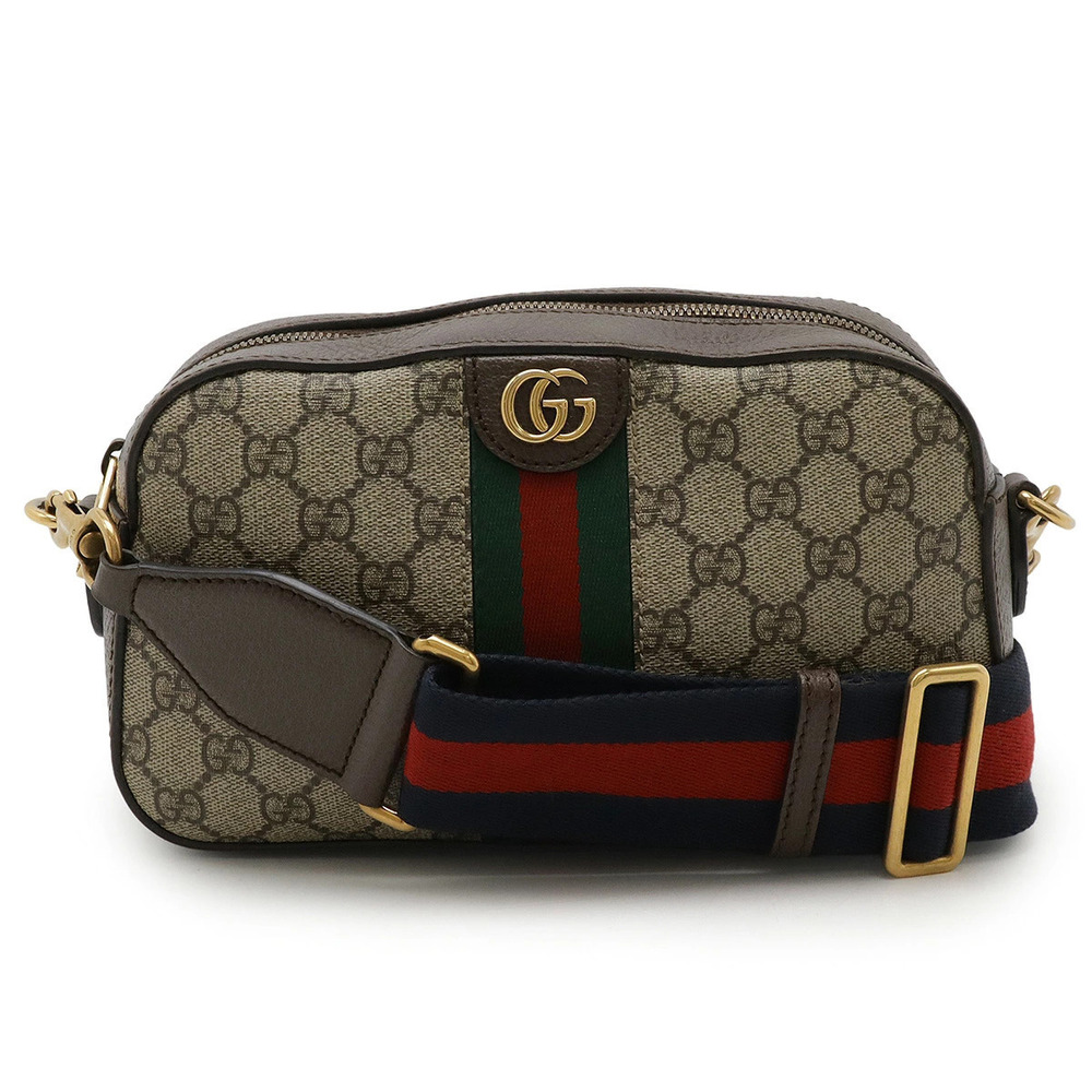 Gucci Ophidia GG Supreme Crossbody Bag Shoulder Clutch Beige Cream Mocha Brown